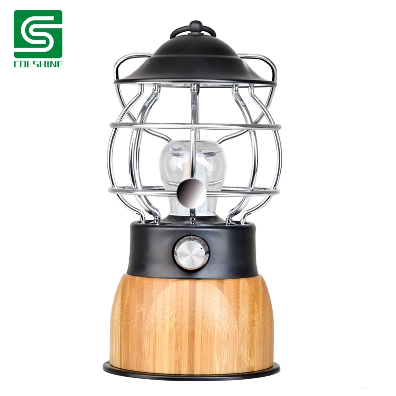 Bamboo Camping Light Lantern Tafellamp met USB Power Bank