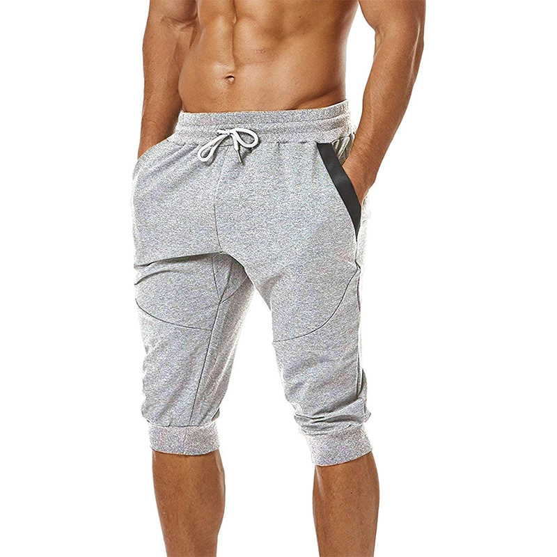 Heren 3/4 joggingbroek Slim Fit Training Workout Gym Shorts met ritszak