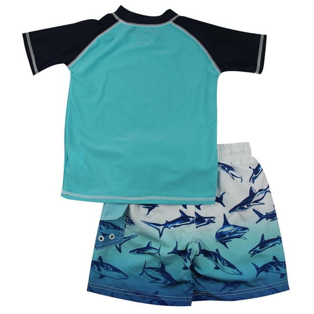 Blauwe & Zwarte Shark Rash Guard & Zwembroek