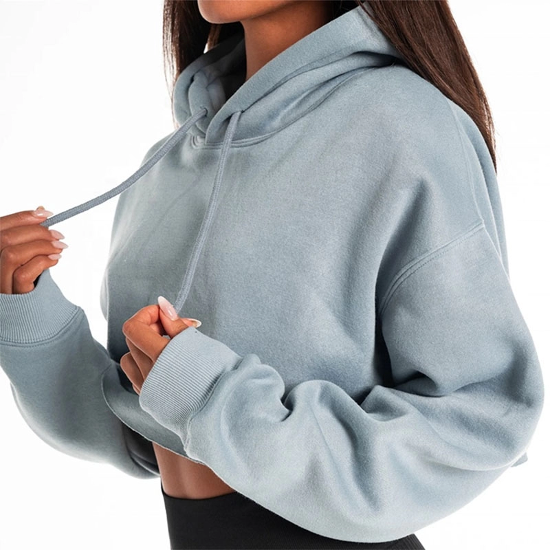 Oversized crop top warme hoodies met lange mouwen voor dames