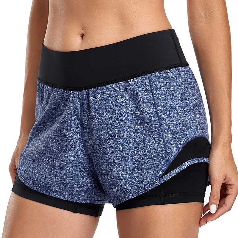 Dames hardloopshort met voering 2 in 1 atletische short met zakken Activewear