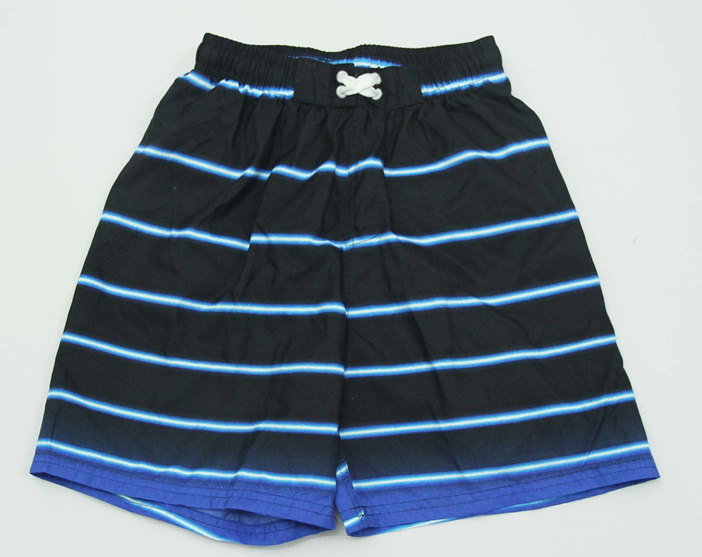 Zwemshorts voor heren met zwarte en blauwe strepen