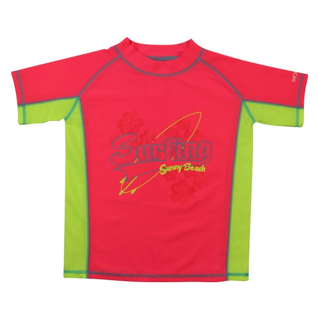 Felrood Rash Guard T-shirt voor jongens, ''Surfing''
