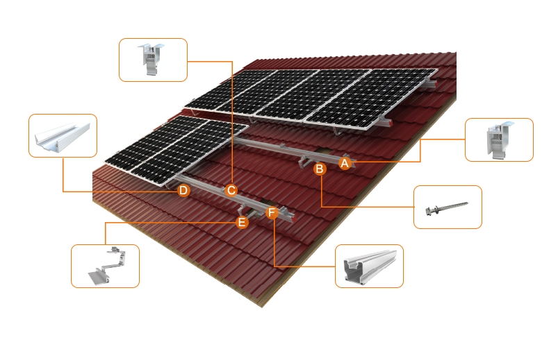solar roof mounting structure component