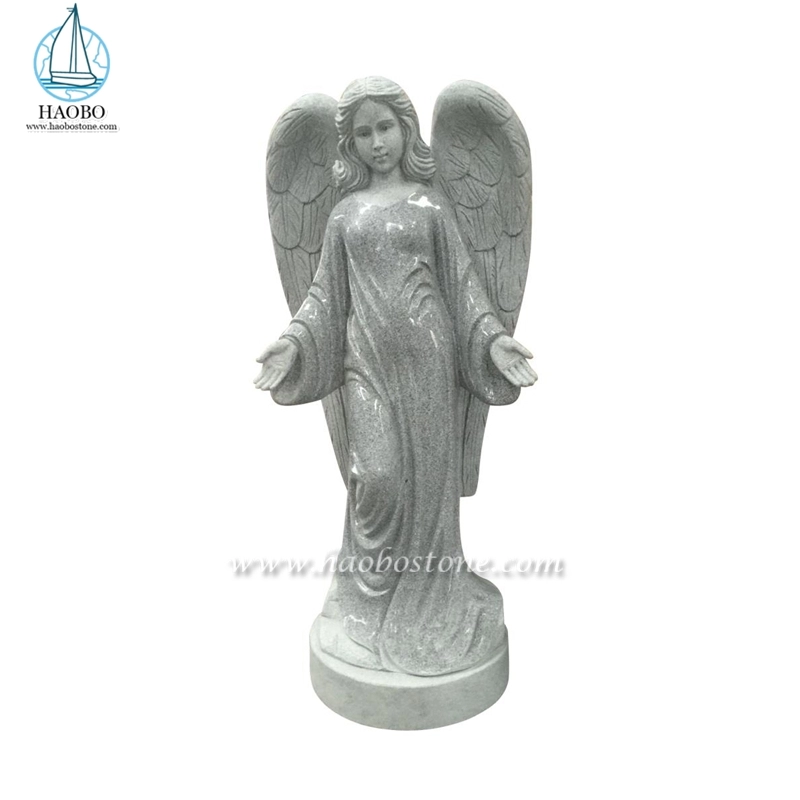 Aangepast grijs graniet staand engelstandbeeld voor gedenkteken