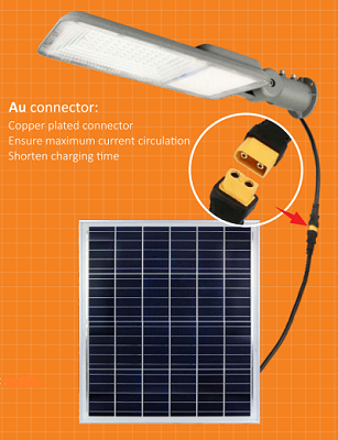 Verkoperde connector op zonne-energie straatlantaarn