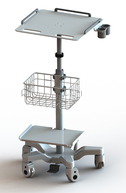 Pneumatische hoogteverstelling, multifunctionele ECG-trolley met groot dienblad
