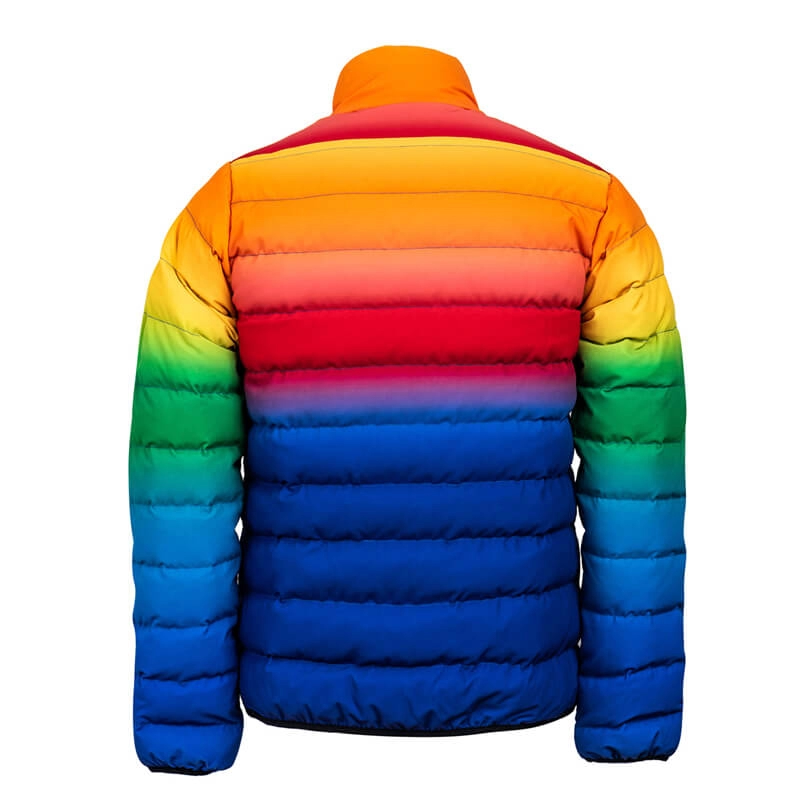 Multicolor Rainbow Puffer gewatteerde winterjas voor heren