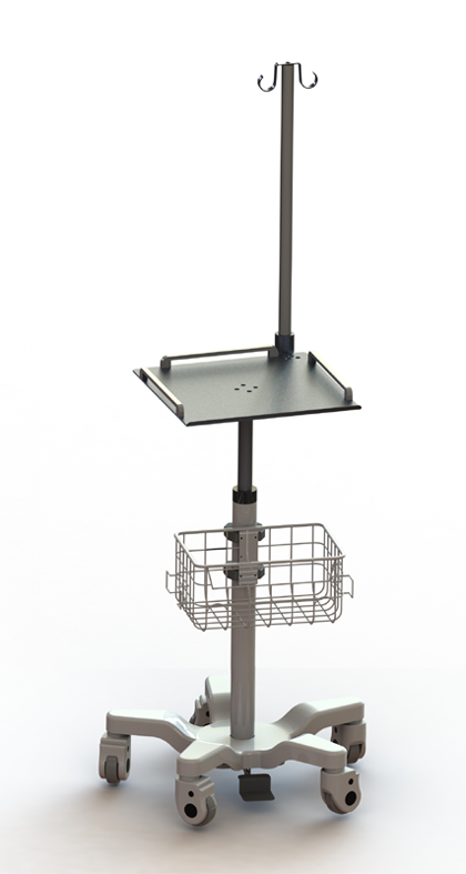 Pneumatische hoogteverstellingECG-trolley met infuusstandaard
