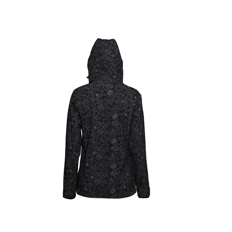 Outdoor waterdichte zwarte print windstopper jas voor dames