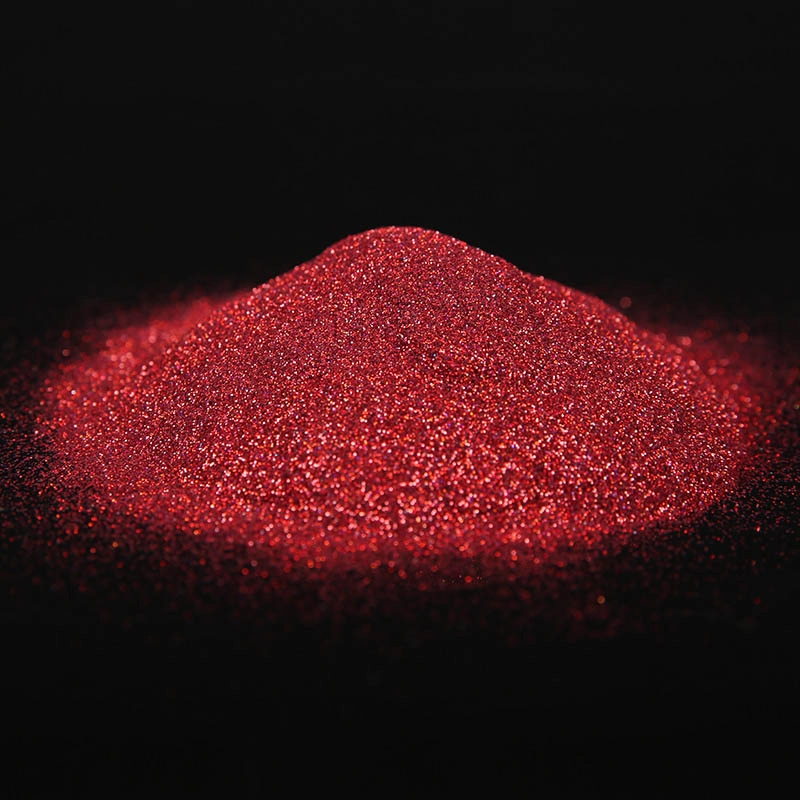 Fancy laser rose rood glitter stof