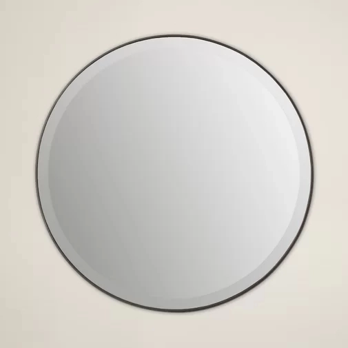 Metalen zwarte ronde wandhangende spiegel