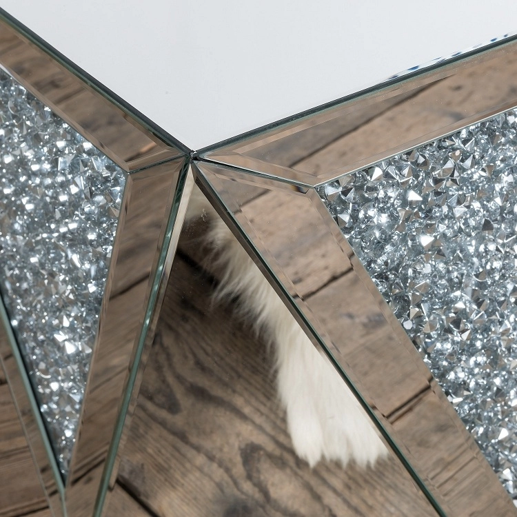 Groothandel luxe geplette diamanten vierkante gespiegelde salontafel