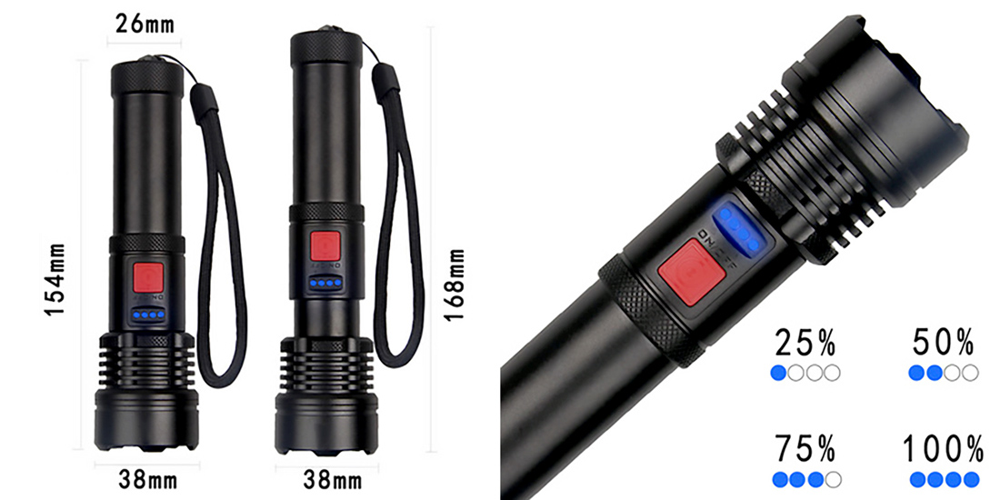 Zoomable high powerful torch led flashlight