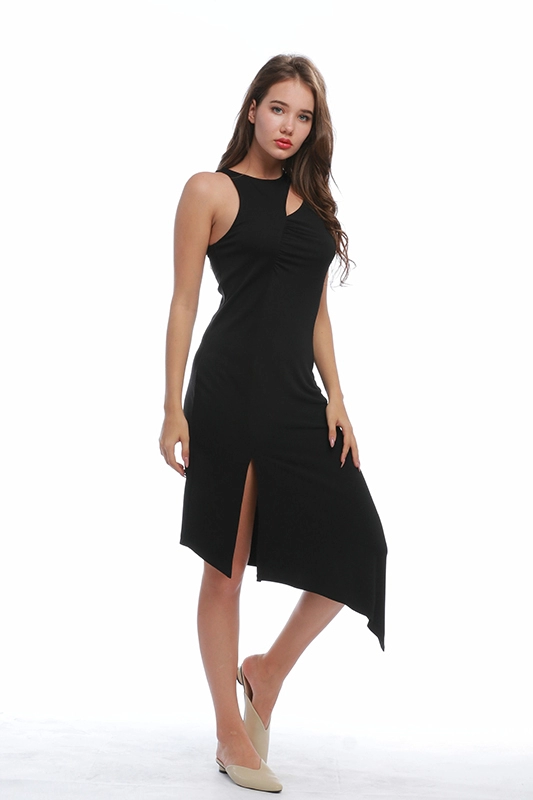 Dames asymmetrische chiffon bodycon splitjurk