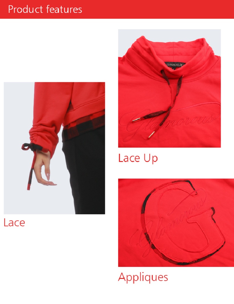 Rode trendy geruite patchwork hoodies