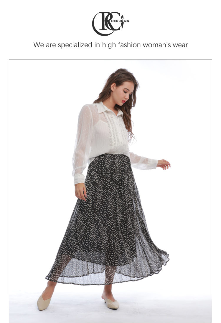Chiffon A-Line Dot Print Skirts