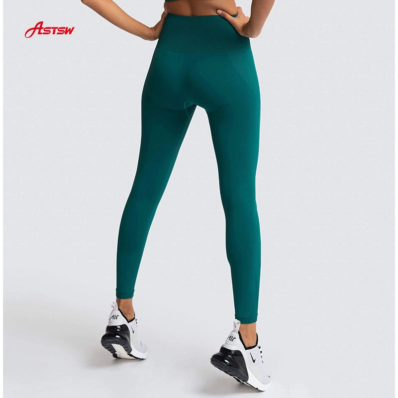 Groene atletische ademende naadloze panty voor dames