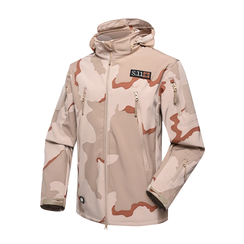 Drie woestijncamouflage militaire winterfleece jas