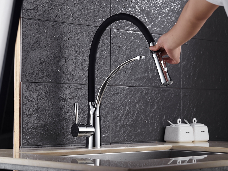 Kitchen Faucet Rubber Design Sink Hot Cold Water Single Handle Mixer