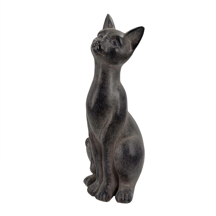 Hars Kitten Staande Zwarte Kat Beeldje Dierenstandbeeld