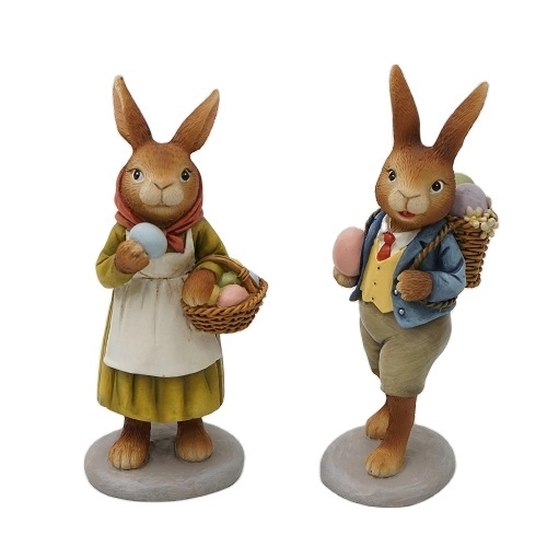 Hars paasdecoratie konijntjespaar beeldjes