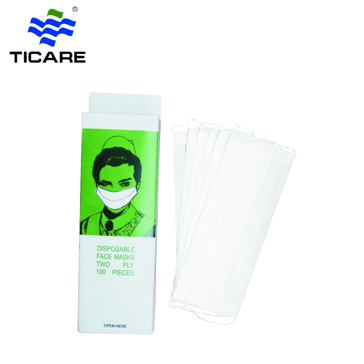 Wegwerp-oorlus 2-laags papieren gezichtsmasker voor voedselverwerking en kliniek