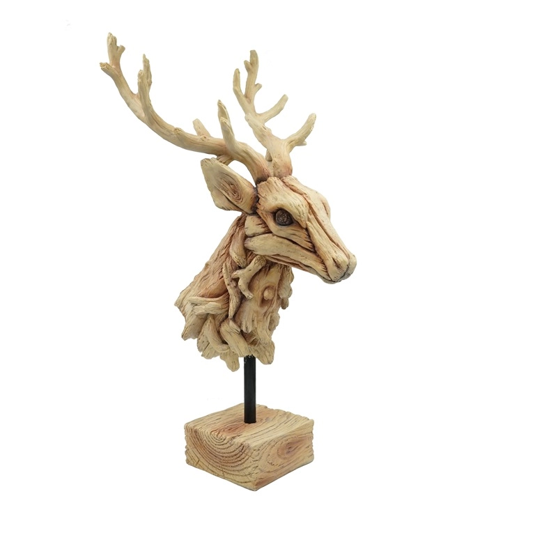 Resin Deer Head Statue door Driftwood Finishing
