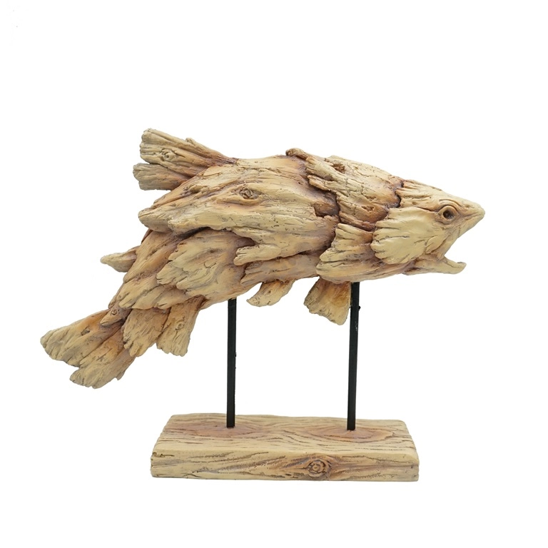 Drijfhout ontwerp hars springende vis sculptuur