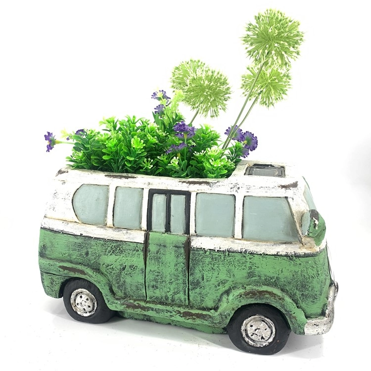 Tuin MGO Solar verlichting vintage bus beeldje plantenbak