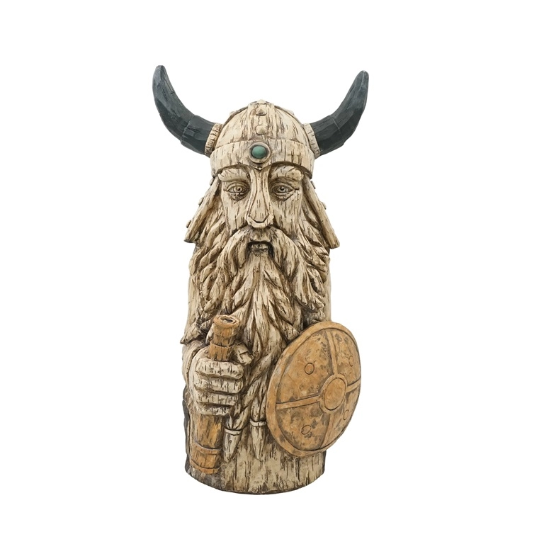 Hars drijfhout Viking piraat met schild standbeeld voor decor