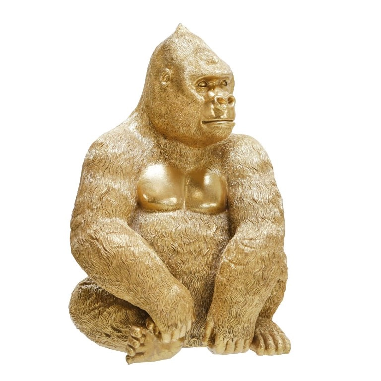 Hars gouden zittende gorilla beeldje