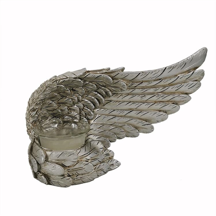 Hars zilveren engelenvleugel beeldje kaarshouder