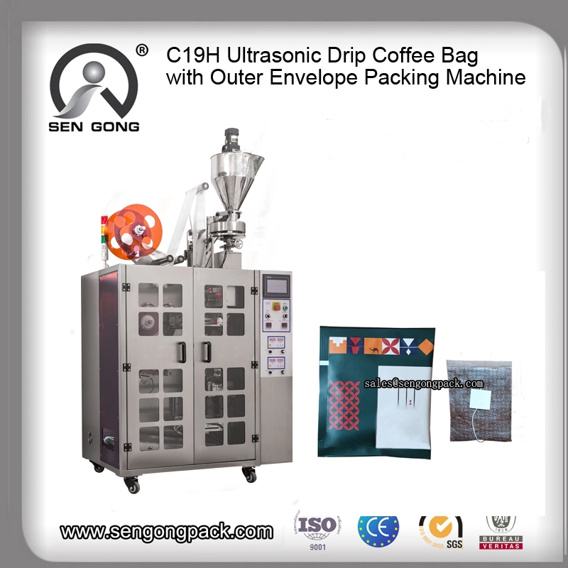 C19H PLA ultrasone lekzakverpakkingsmachine voor Ierse koffie met buitenverpakking