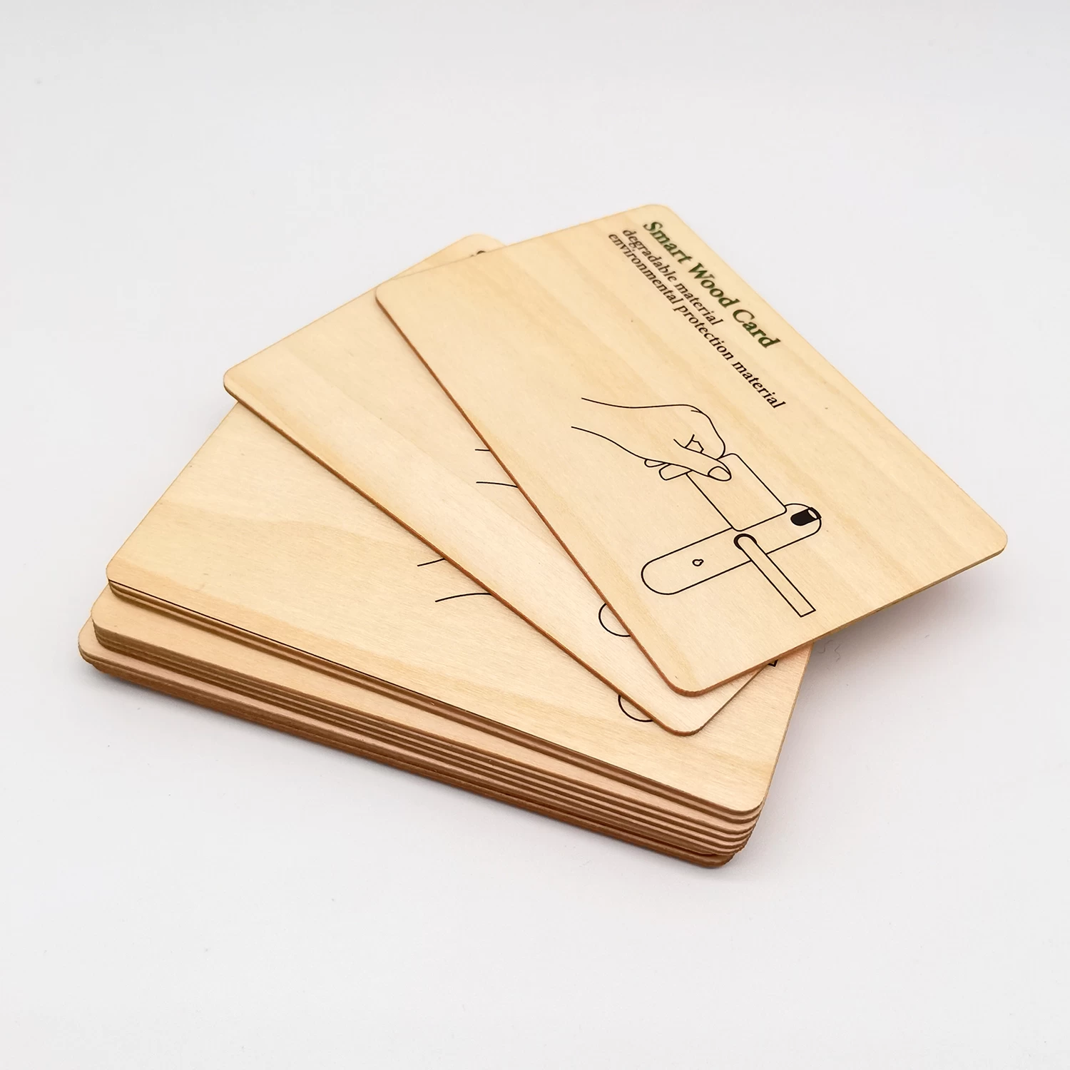 Programmeerbare bamboehouten visitekaartjes RFID ISO14443A Smart NTAG 213 NFC houten kaart