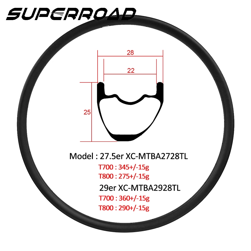 Superroad XC 29er 650B Asymmetrische carbon velgen Asymmetrische MTB-velg