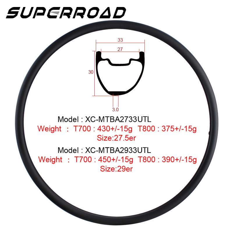 27.5er/29er XC 33 mm breed 30 mm diep koolstofvezel MTB-fiets offsetvelgen