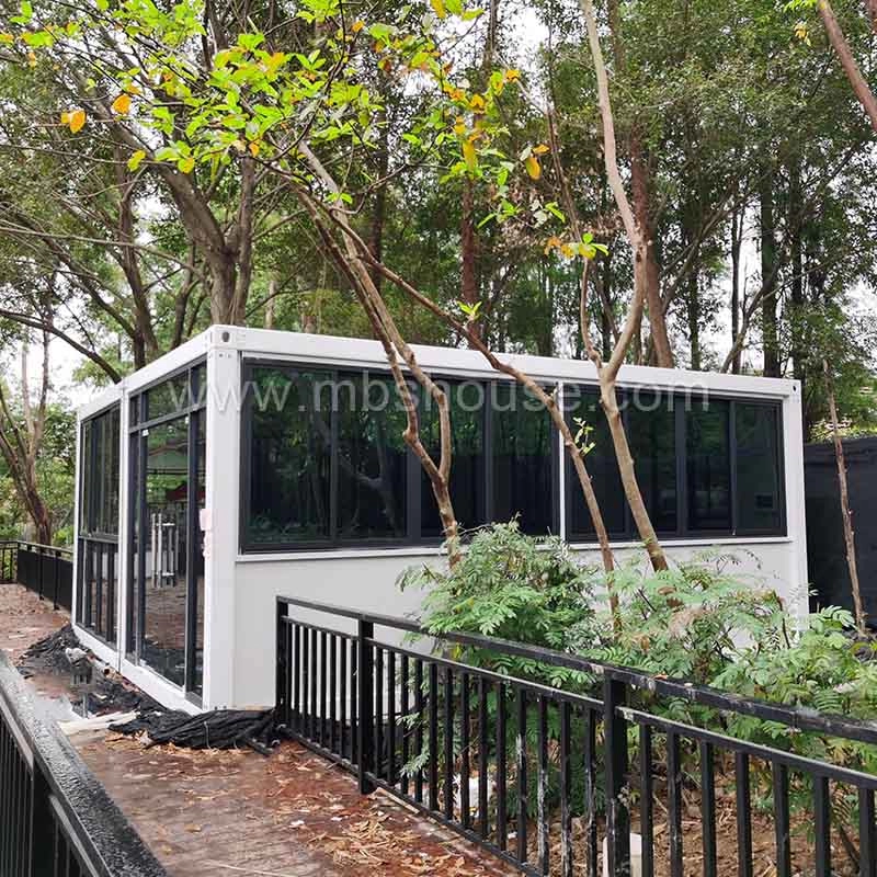 40ft platte container huis cabine tuin groen huis