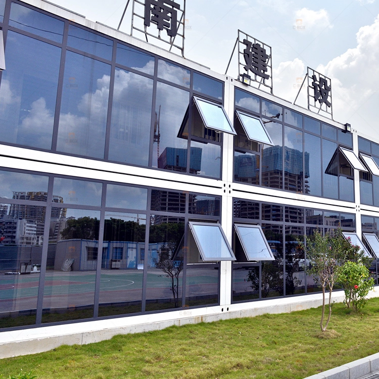 Flatpack containerhuis glazen modulair kantoorgebouw