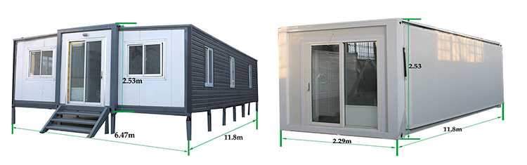 Prefab modern uitbreidbaar containerhuis met drie slaapkamers