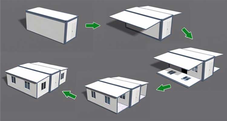 Eenvoudig te monteren uitbreidbaar stacaravan opvouwbaar containerhuis