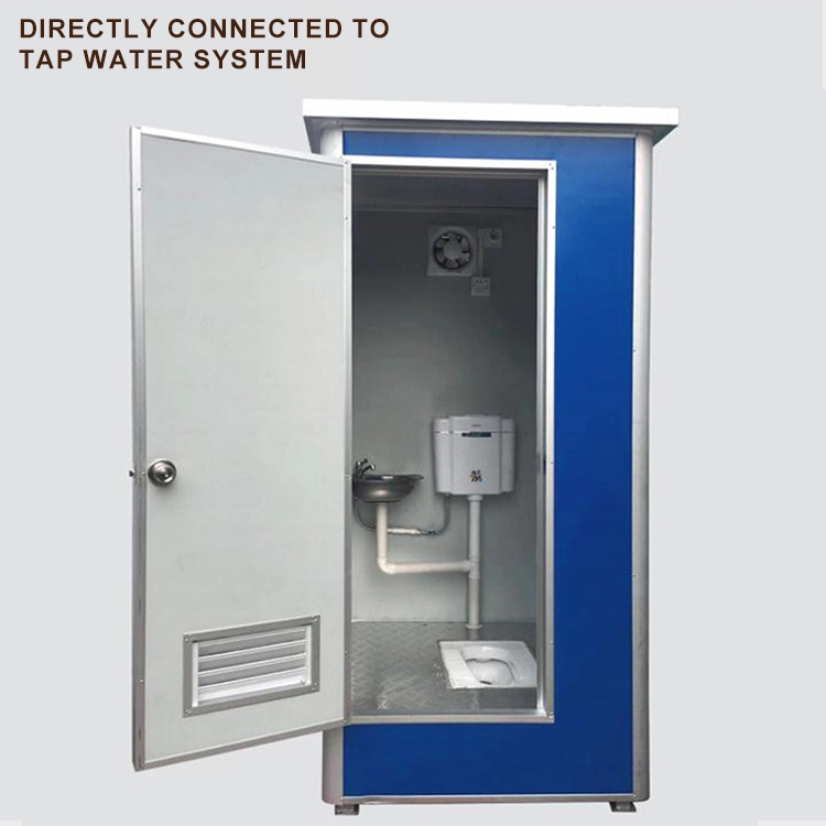 Eenvoudig te monteren verplaatsbaar mobiel buitentoilet, draagbaar openbaar toilet, stalen prefab toiletwc