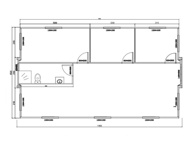 Prefab modern uitbreidbaar containerhuis met drie slaapkamers