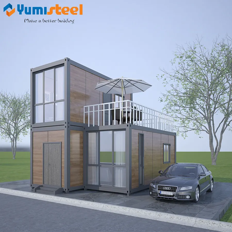 Geprefabriceerd containerhuis met twee verdiepingen voor villa