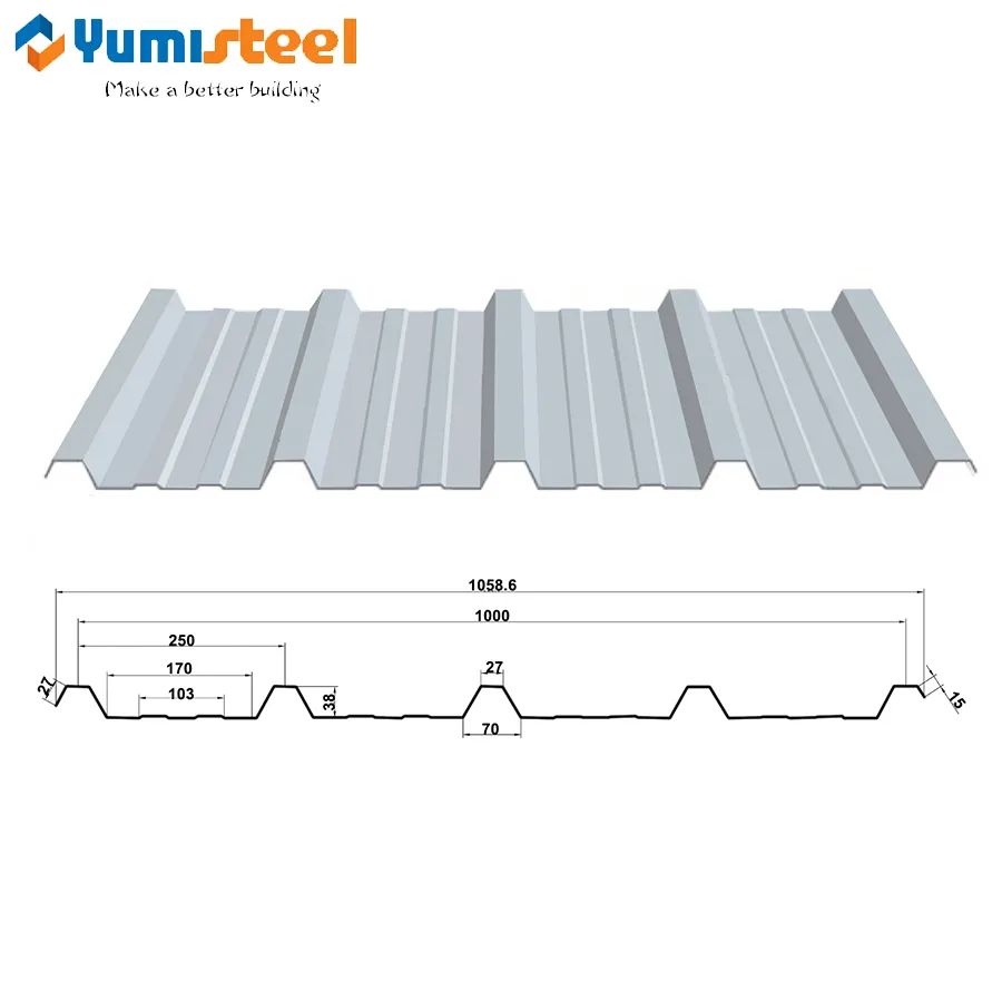 Hi-rib trapeziumkleurig metalen dak voor stalen gebouwen