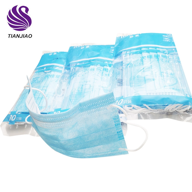 3 lagen wegwerpverpakking in plastic zak gezichtsmasker