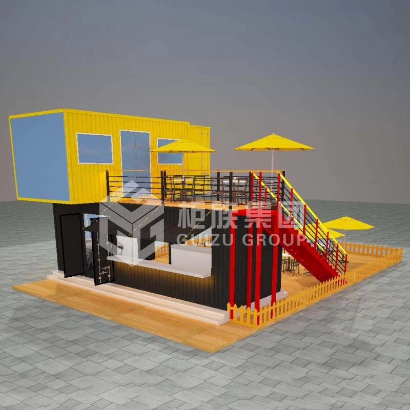 Aangepast modulair transportcontainerrestaurant met twee verdiepingen