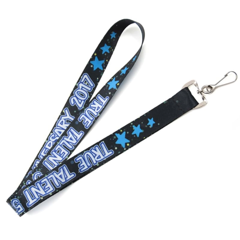 Groothandel in polyester lanyards in full colour blauw logo