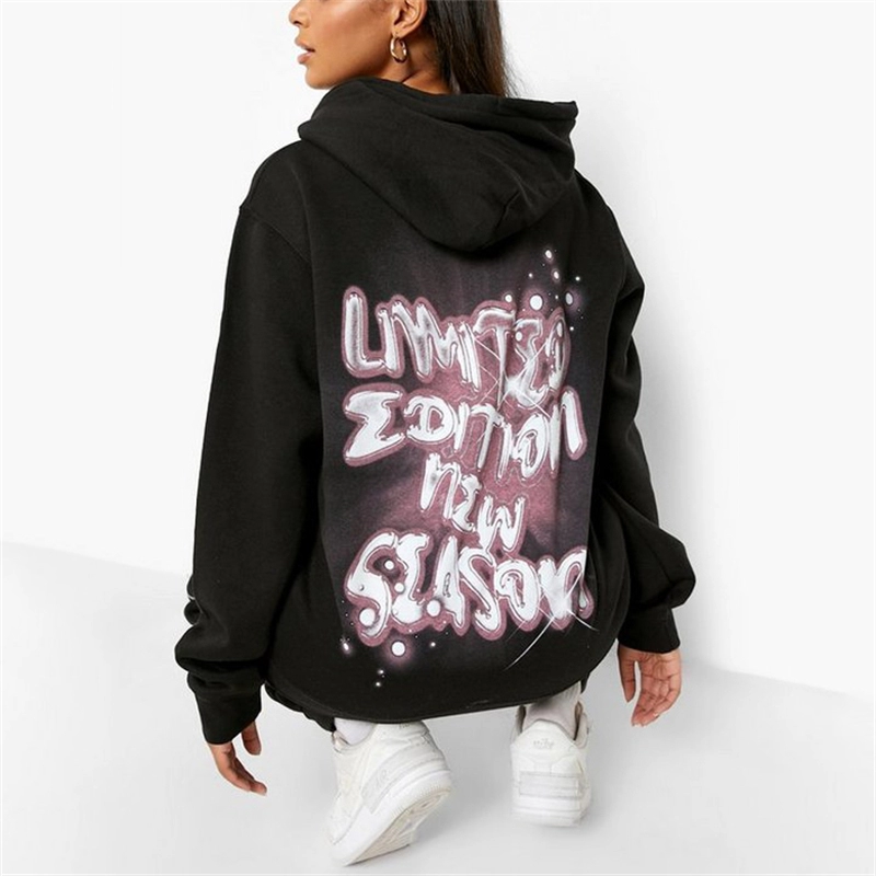 Oversized unisex hoodie met print op de rug